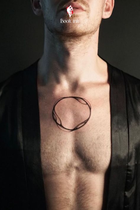 Fine line circular tattoo for men. Fine line chest tattoo for men in 2024. The best fine line tattoo for men. #finelinetattoo #tattoomen #chesttattoo Men Fine Line Tattoo, Line Tattoo For Men, Small Tattoos Chest, Line Chest Tattoo, Fine Line Tattoo For Men, Fine Line Chest Tattoo, South Korea Tattoo, Linework Tattoo Men, Fine Line Tattoo Men