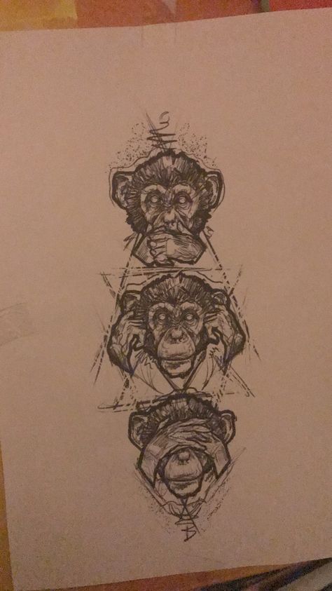 Monkey tattoo Monkey Skeleton Tattoo, Monkey See Monkey Do Tattoo, See No Evil Monkey Tattoo, Chinese Monkey Tattoo, 3 Wise Monkeys Tattoo, 3 Monkeys Tattoo, Three Wise Monkeys Tattoo, Wise Monkeys Tattoo, See No Evil Monkey