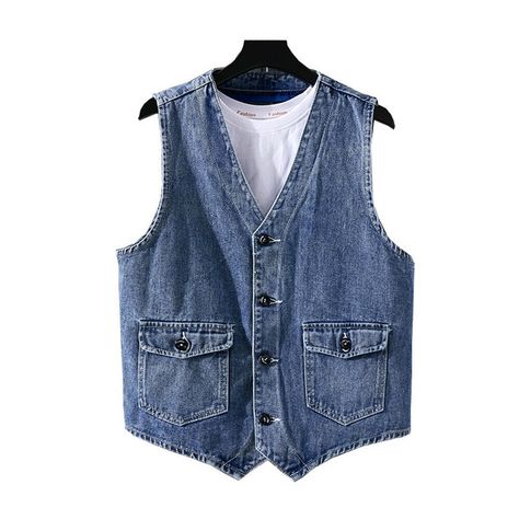 Denim Vest Outfit Men, Denim Vest Men, Vest Denim, Vintage Denim Vest, Denim Waistcoat, Cargo Vest, Vintage Denim Jeans, Casual Summer Tops, Casual Vest