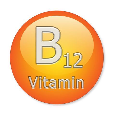 Orange and yellow graphic image of round vitamin B12 Vit B12, B12 Deficiency, Vitamin B12 Deficiency, Vitamin C Benefits, Vitamin Deficiency, Iron Deficiency, Red Blood Cells, Mayo Clinic, Plant Based Eating