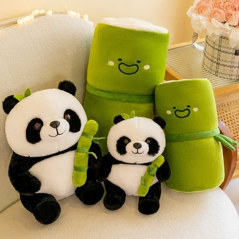 Dive into a world of cuteness with our enchanting Bamboo Panda Plush, a set that captures the heart with its adorable charm. This set isn't just a mere plush toy; it's a gateway to endless stories and cuddles, featuring a unique two-in-one design. The bamboo plush, equipped with a convenient zipper, opens up to reveal a cozy nook for the darling panda plush, who comes complete with its own tiny bamboo treasure. Crafted to perfection, this stuffed animal duo is designed to bring smiles and warmth to anyone lucky enough to hug them. But the magic doesn't stop there. Available in three sizes, this plushie set is the perfect cuddly friend for any age, making it an ideal gift for birthdays, holidays, or just because. Imagine the look of delight when discovering the secret compartment or the joy Soft Toys Aesthetic, Big Squishies, Panda Plushie Aesthetic, Panda Teddy, Stuffies Panda, Cute Panda Stuff Toy, Panda Plush, Bamboo Panda, Panda Items