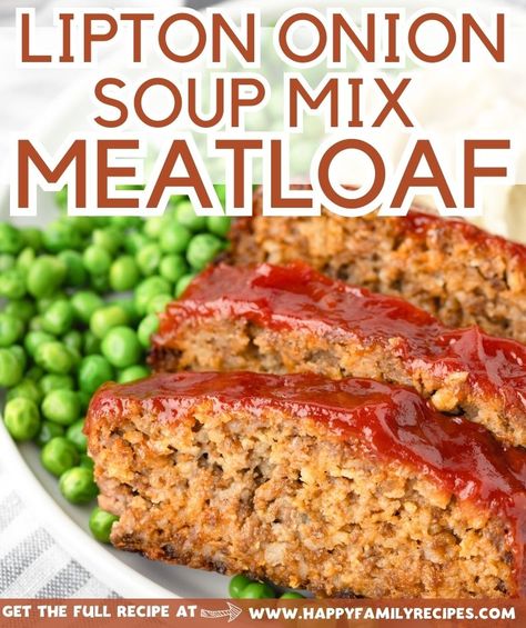 Make classic meatloaf the easy way with this Lipton Onion Soup Meatloaf recipe! This family favorite meatloaf recipe has a super flavorful 'secret ingredient' that makes it stand out from the rest - onion soup mix! Sour Cream Meatloaf, Meatloaf With Tomato Sauce Topping, Lipton Soup Meatloaf Recipe, Meatloaf With Onion Soup Mix Lipton, Lipton Meatloaf, Lipton Onion Soup Mix Meatloaf, Lipton Onion Soup Meatloaf Recipe, Lipton Onion Soup Recipes, Onion Soup Mix Meatloaf