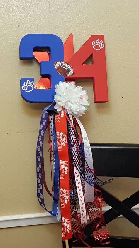 Spirit stick Spirit Stick Ideas Diy, Spirit Stick Ideas, Spirit Stick, Spirit Sticks, Senior Year Ideas, Senior Year, 21st Birthday, 4th Of July Wreath, The School