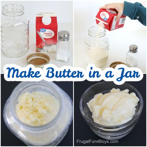 Diy Mason Jar Butter, Making Butter In A Mason Jar, Butter In A Mason Jar, Making Butter In A Jar, How To Make Butter In A Mason Jar, Making Butter In The Classroom, How To Churn Butter Homemade, Homemade Butter Mason Jar, Mason Jar Butter How To Make