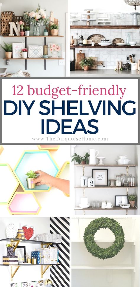 Budget-friendly Cheap DIY Shelving Ideas for your home | #diyhomedecor #woodworkingprojects #diy #diyprojects #diywoodprojects #basicwoodworkingprojects #shelves #shelving #diyshelves #cheaphomedecor #cheapdiy #storagesolutions #storageideas Cheap Shelving Ideas, Cheap Shelving, Diy Shelving Ideas, Cheap Shelves, Display Visual Merchandising, Diy Shelving, Ikea Makeover, Diy Storage Shelves, Sweat Equity