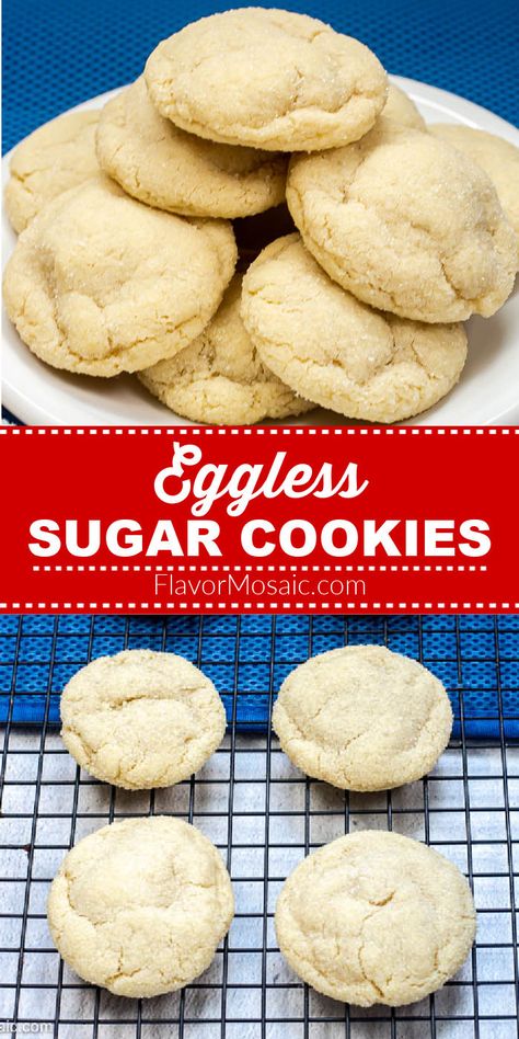 Sugar Cookie Recipe No Egg, Cookies With No Eggs, Eggless Sugar Cookie Recipe, Small Batch Cookie, Egg Free Cookies Recipes, Small Batch Sugar Cookies, Eggless Sugar Cookies, Old Fashioned Sugar Cookies, Small Batch Cookie Recipe