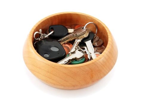 A cute bowl for keys and change helps contain odds and ends. Sofia Coppola Style, Stone Entryway, Big Challenges, Bathroom Vanity Tray, Key Bowl, Key Tray, Display Basket, Wedding Ring Dish, Concrete Bowl