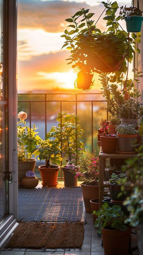 Courtyard Garden Ideas, Balcony Garden Ideas, Window Views, Modern Balcony, Fall Landscape Photography, Fall Landscape, Romantic Retreat, Apartment Balcony Decorating, Urban Gardening