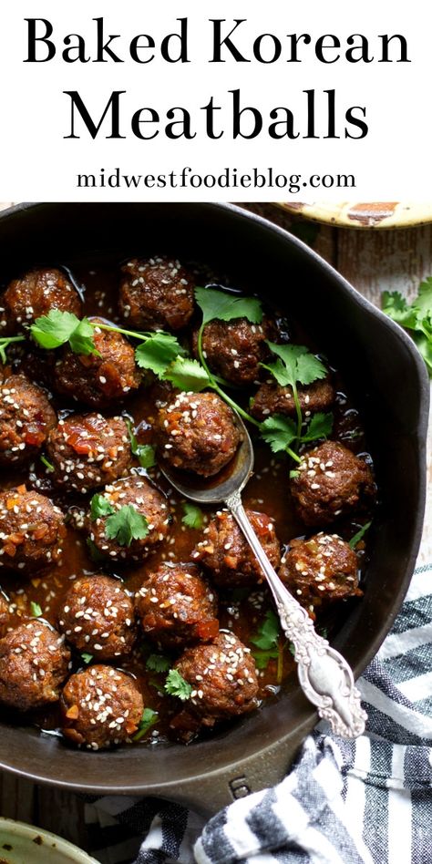 Homemade Baked Meatballs, Korean Meatballs, Rice For Dinner, Meatballs Baked, Meatball Appetizer Recipe, Baked Meatballs, Appetizer Meatballs, Beef Meatballs, Korean Beef