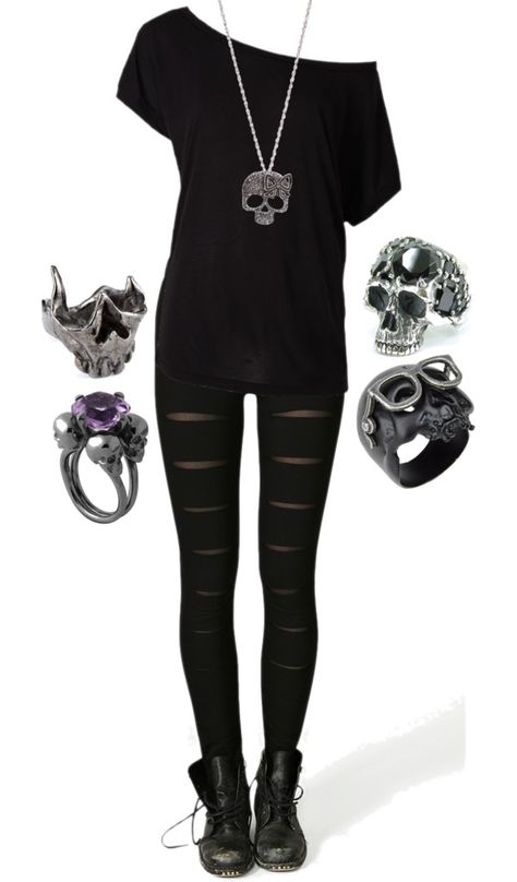 "Skulls" by bvb3666 ❤ liked on Polyvore Mode Rockabilly, Black Clothing, Emo Outfits, Punk Outfits, Looks Black, Emo Fashion, Jeans Casual, Gothic Outfits, Goth Outfits