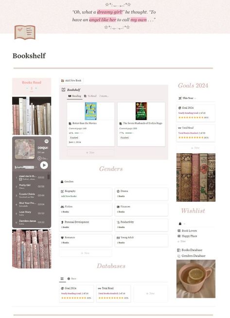 Notion Template 🟢 #notion, #notion_template_free Notion Library Aesthetic, Book Journal Notion, Book Log Notion, Notion Book Journal, Notions Template Aesthetic, Notion Reading Template Free, Notion Book Template, Notion Bible Study, Notion Library Template