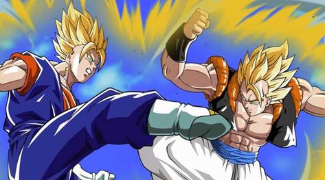 ¿Es Gogeta, la forma bailada de Goku y Vegeta el último guerrero o es la forma de pendiente de Potara de la pareja, Vegito? Gogeta Vs Vegito, Goku Images, Goku Y Vegeta, Gogeta And Vegito, Dragon Z, Super Saiyan God, Goku Vs, Dragon Balls, Dragon Ball Gt