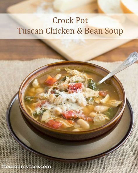 Mediterranean Diet Soup, Chicken Bean Soup, Crock Pot Tuscan Chicken, Diet Soup, Diet Soup Recipes, Breakfast Low Carb, Bean Soup Recipes, Tuscan Chicken, Italian Meatballs