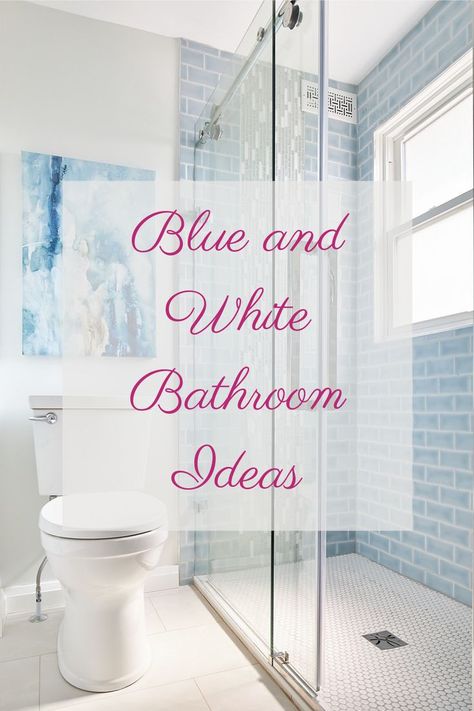 Blue subway tile with penny tile shower floor in this small washroom White Penny Tile Bathroom, Penny Tile Shower Floor, Small Shower Room Ideas, Blue White Bathroom, Small Washroom, Conversational Seating, Blue Penny Tile, Lakehouse Living Room, Tile Shower Floor