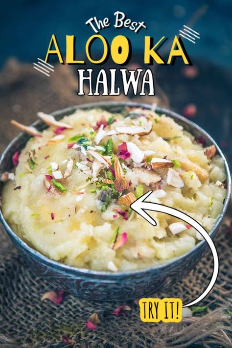 Made using potato, ghee, and sugar, farali Aloo ka Halwa or Potato Halwa is a delicious Indian sweet which is mostly made for vrat. Super easy to prepare, this sweet goodness is sure to satiate your taste buds and fill your tummies with contentment. Here is how to make it. Semolina Dessert Recipe, Semolina Dessert, Suji Halwa, Semolina Pudding, Halwa Recipe, Yellow Foods, Sugar Syrup, Food Stamps, Food L