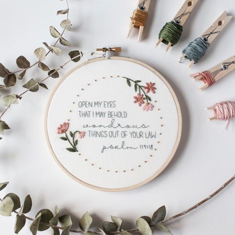 Christian Embroidery, Embroidery Hoop Wall, Embroidery Hoop Wall Art, Scripture Wall, Beautiful Prayers, Psalm 119, Scripture Wall Art, Art Christian, Scripture Art