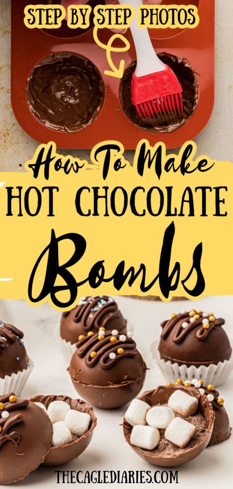 Hot Cocoa Bombshell Recipe Easy, Hot Chocolate Balls, Perfect Hot Chocolate, Southern Recipes Desserts, Diy Hot Chocolate, Diy Hot Cocoa, Hot Chocolate Cocoa, Cadillac Ranch, Hot Chocolate Gifts