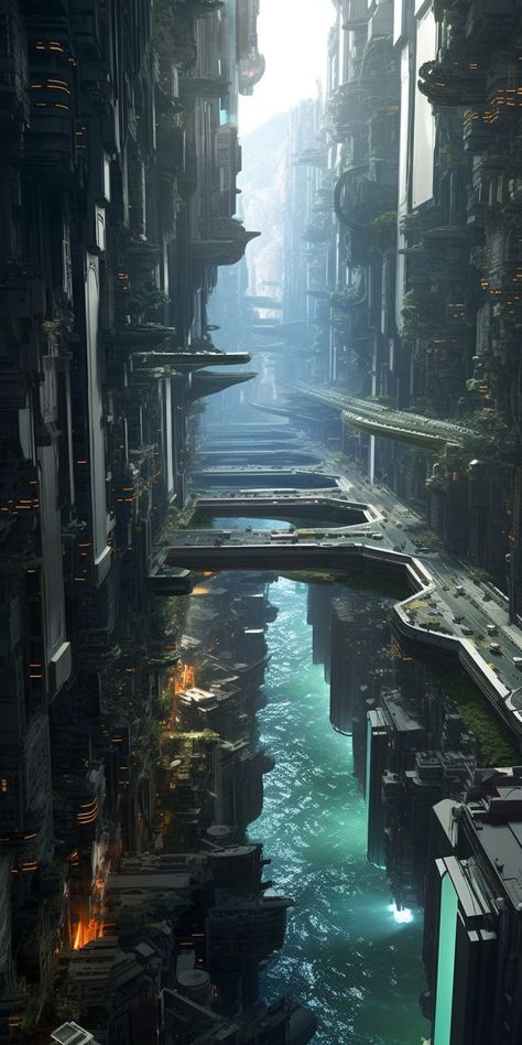 Futuristic City Dystopia, Cyberpunk Art Futuristic Architecture, Dystopian Art, Sci Fi Architecture, Easy Photography Ideas, Sci Fi City, Scifi Fantasy Art, Chique Outfits, Cyberpunk City