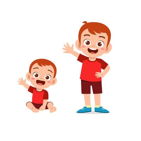 Brother Clipart, Toddler Illustration, Its A Boy Balloons, Kids Vector, Preschool Art Activities, Kids Laughing, Kids Study, Kids Clipart, Preschool Kids