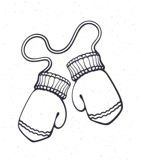 Hand drawn doodle of two christmas mitten. Winter wool glove for cold weather. New year decoration. Cartoon sketch. Isolated on white background Gloved Hands Drawing, Hand Gloves Drawing, Mittens Tattoo, Mittens Drawing, Winter Clothes Cartoon, Mitten Art, Cold Drawing, Gloves Illustration, Gloves Drawing