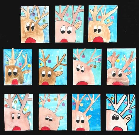 Reindeer Art Projects, Kids Christmas Art, Art Ideas For Kids, Christmas Art For Kids, Holiday Art Projects, Christmas Art Projects, Christmas Cards Kids, Santa Art, Christmas Kindergarten