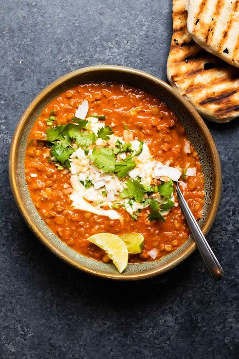 Curried Lentil, Tomato, and Coconut Soup — Amanda Frederickson Grilled Pizza Dough, Otto Lenghi, Coconut Lentil Soup, Carrot Hummus, Tomato Lentil Soup, Yotam Ottolenghi Recipes, Tomato Lentils, Curried Lentil Soup, House Is A Mess