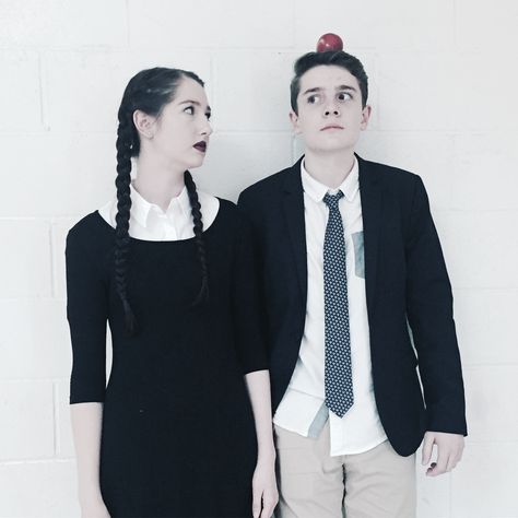 Wednesday Addams and Lucas Beineke from Th Addams Family Wednesday Addams And Lucas, The Adams Family Costumes, Lucas Beineke, Halloween Costumes Adams Family, Adams Family Costume, The Adams Family, Wednesday Costume, Zelda Costume, Addams Family Musical