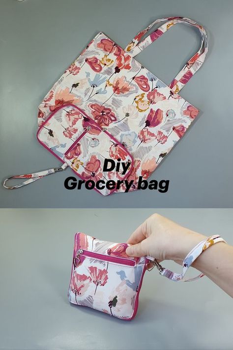 Foldable Bags Shopping, Foldable Reusable Bag, Foldable Bag Tutorial, Foldable Bag Diy, Sew Foldable Shopping Bag, Foldable Reusable Grocery Bags Pattern, Handmade Shopping Bags, Shopping Bag Patterns To Sew, Foldable Shopping Bag Pattern Free