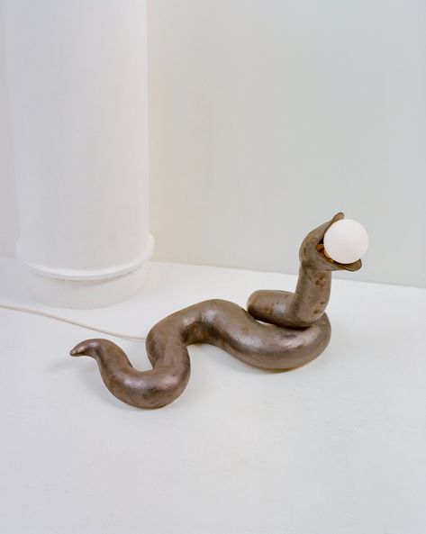 Snake Lamp — ENY LEE PARKER Snake Lamp, Eny Lee Parker, Copper Table Lamp, Entry Lighting, Metallic Glaze, Copper Table, Copper Art, Small Lamp, Decorative Table Lamps