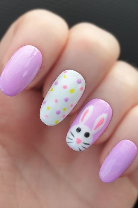 Easter Nails Design Spring, Easter Nails Easy, Easter Nail Art Designs, Simple Spring Nails, April Nails, Easter Nail, Bunny Nails, Easter Nail Designs, Easter Nail Art