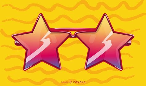 Star Glasses Drawing, Glasses Drawing Reference, Star Shaped Glasses, Glasses Drawing, Glasses Illustration, Star Glasses, Cap Drawing, Star Illustration, Promotional Materials