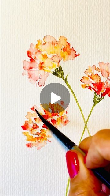 Nadia Sacchetto’s Watercolor Art on Instagram: "New….Monday Evening Carnation practice 🧡💕🧡 🧡💕🧡💕🧡💕🧡💕🧡 Artist: @nadz1967 Paints used: @winsorandnewton Paper: @artnfly 🧡💕🧡💕🧡💕🧡💕🧡 🧡💕 🧡💕 🧡💕 🧡💕 🧡💕 #practice #new #artwork #tutorial #spring #monday #mondaymood #design #reelsvideo #reel #mondaymotivation #watercolorpainting #new #artgallery #artist #artwork #artoftheday #artistsoninstagram #newreel #motivation #inspiration #flowers #perennials #reelsinstagram #artreels #march #instamood #instadaily #instareels #instagood" Artwork Tutorial, Vacation Friends, Dragonfly Painting, Sunshine Beach, Learn Watercolor Painting, Weekend Mood, Watercolor Flowers Tutorial, Watercolor Beginner, Monday Evening