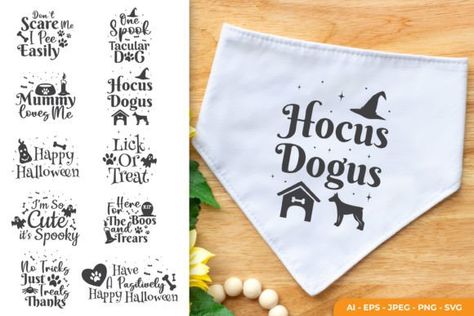 Halloween Dog Bandana Bundle SVG Dog Bandana Sayings Svg, Cricut Dog Bandana Christmas, Halloween Dog Bandana Sayings, Fall Dog Bandana, Cute Dog Bandanas Halloween, Halloween Dog Bandana, Diy Shirts, Halloween Dog, Dog Bandanas