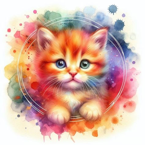 Premium Photo | Rainbow Dreams Adorable Ginger Kitten Watercolor Portrait About Rainbow, Ginger Kitten, Watercolor Portrait, Watercolor Portraits, Light Painting, Premium Photo, Led Light, Graphic Resources, Ginger