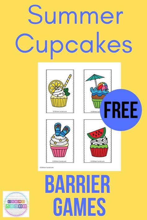 Barrier Games Printable, Listening And Following Directions, Barrier Games, Summer Vocabulary, Communication Strategies, Summer Cupcakes, Speech Articulation, Language Therapy Activities, Speech And Language Activities