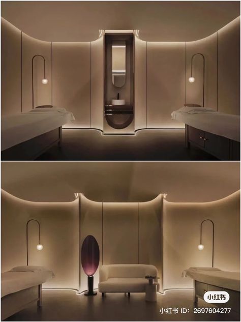 Massage Room Design Luxury, Spa Interior Design Luxury, Massage Room Design, Guest Bathroom Design, Spa Lounge, Modern Spa, Spa Room Decor, Spa Interior Design, Spa Lighting