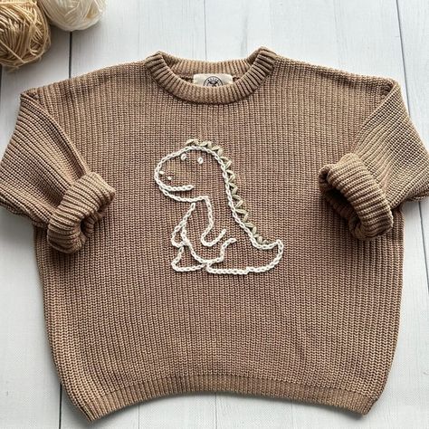 MooseCozy - Etsy Boy Embroidered Sweater, Embroidery Sweaters, Jumper Ideas, Kids Sweater Pattern, Crochet Baby Sweater Pattern, Clothes Embroidery Diy, Crochet Baby Sweater, Personalized Sweater, Baby Sweater Patterns