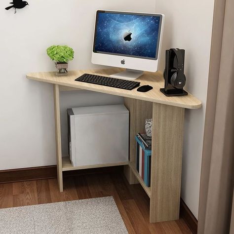 Triangle Desk, Corner Table Designs, Computer Stand, Corner Table, Office Inspo, Laptop Desk, Computer Desk, Desk Decor, Office Ideas