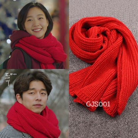 Red Scarf Outfit, Kdrama Clothes, Red Scarf Winter, Scarf Aesthetic, Ji Eun Tak, Crochet Scarf For Beginners, Crochet Scarf Easy, Burmese Clothing, Woolen Cap