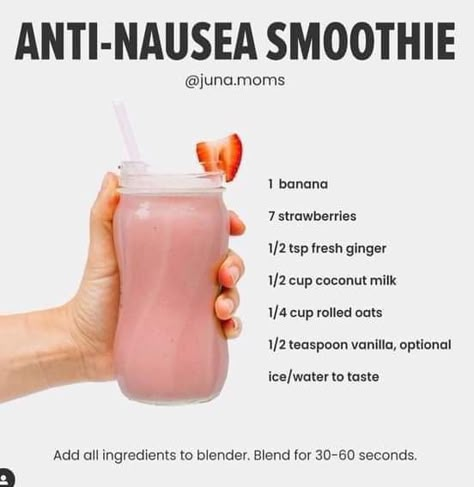 Nausea Smoothie, Food For Nausea, Pregnancy Smoothie Recipes, Pregnancy Eating, Healthy Pregnancy Food, Hot Moms Club, Nausea Pregnancy, Remedies For Nausea, Anti Nausea