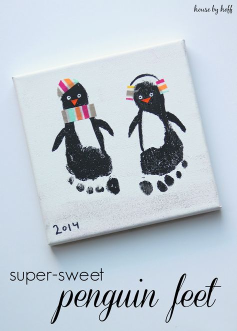 Super-Sweet Penguin Feet - House by Hoff Penguin Feet, Footprint Crafts, Handprint Crafts, Handprint Art, Easy Christmas Crafts, Holiday Projects, Baby Crafts, Christmas Crafts For Kids, Winter Crafts