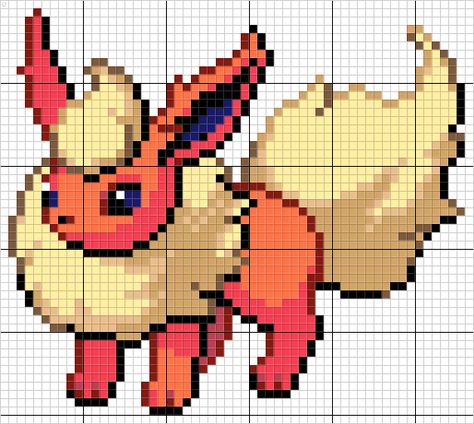 Flareon Pokemon Blankets, Flareon Pokemon, Pokémon Perler, Hook Ideas, Pokemon Cross Stitch Patterns, Pokemon Perler, Pokemon Cross Stitch, Pokemon Bead, Pixel Art Pokemon