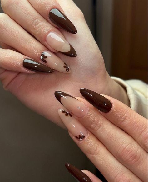 Brown Kawaii Nails, Hippie Nails, Grunge Nails, Casual Nails, Blush Nails, Classy Acrylic Nails, Pretty Gel Nails, Almond Acrylic Nails, Soft Nails