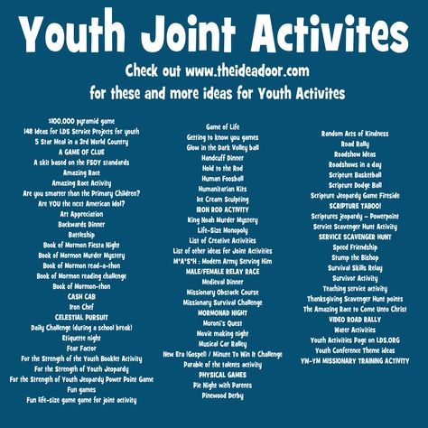 Activities and Combined Activities Mutual Activities After brief opening exercises, Young Women and Young Men activities are usually held separately. Class or quorum activities usually last 30 to 75 minutes. Activities give young women and young men opportunities to: Meet with other youth who share similar beliefs and standards. Feel…Read More Lds Mutual Activities, Lds Yw Activities, Lds Youth Activities, Church Youth Activities, Lds Young Women Activities, Mutual Activities, Youth Group Activities, Church Youth Group, Activity Day Girls