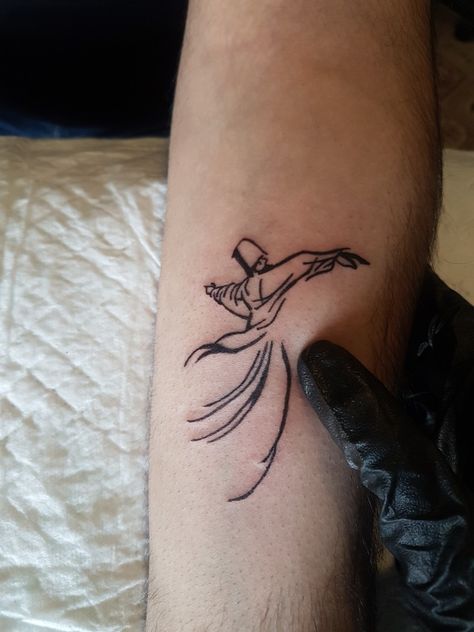 Whirling Dervish Tattoo, Sufi Tattoo, Persian Tattoo Ideas, Dance Tattoo, Swan Tattoo, Persian Tattoo, Bookish Tattoos, Surreal Tattoo, Whirling Dervish