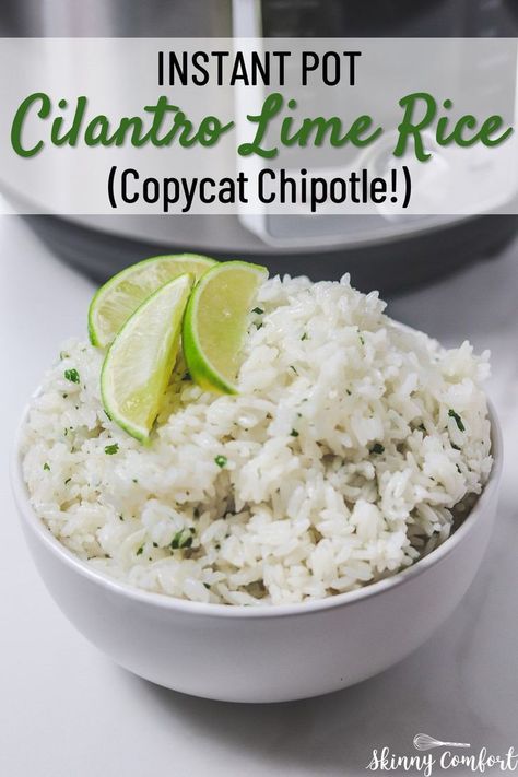 Instant Pot Cilantro Lime Rice, Chipotle Rice, Chipotle Copycat, Cilantro Lime Rice Recipe, Taco Side Dishes, Lime Rice Recipes, Drying Cilantro, Cilantro Rice, Lime Rice