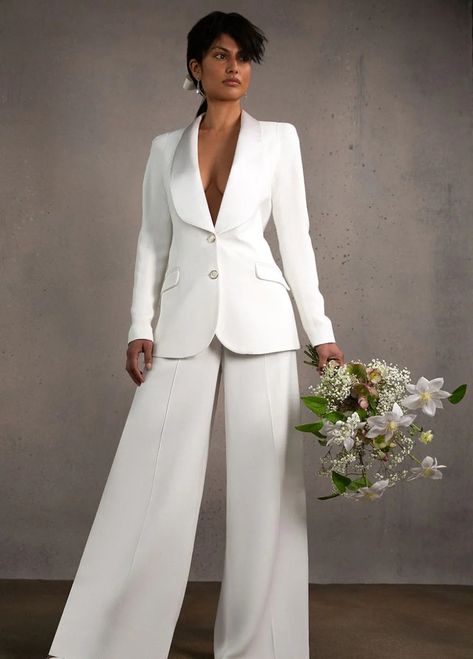 Everleigh Jacket and Trousers | Bridal Dresses | Temperley Bridal – Temperley London (INT) Tuxedo Wedding Suit, Wedding Dress Types, Satin Shawl, Classic Tuxedo, Tuxedo Wedding, Wedding Suit, Temperley London, Tuxedo Jacket, English Garden