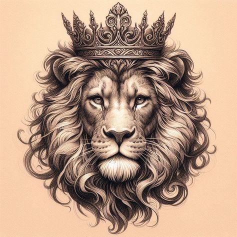 Moses Tattoo, Female Lion Tattoo, Lion Warrior, Big Cat Tattoo, Lion Tattoo Sleeves, Crown Drawing, Crown Tattoo Design, Lion Head Tattoos, Lion Tattoo Design