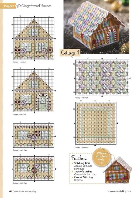 3D House Sunshine Village, Cute Cottages, Plastic Craft, The World Of Cross Stitching, Christmas Houses, Cross Stitch House, Toy Making, Plastic Canvas Stitches, Plastic Canvas Ornaments