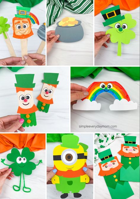 Handprint Leprechaun, Craft Rainbow, Sant Patrick, Leprechaun Craft, Shamrock Craft, Saint Patricks Day Art, Fete Saint Patrick, Rainbow Craft, March Crafts